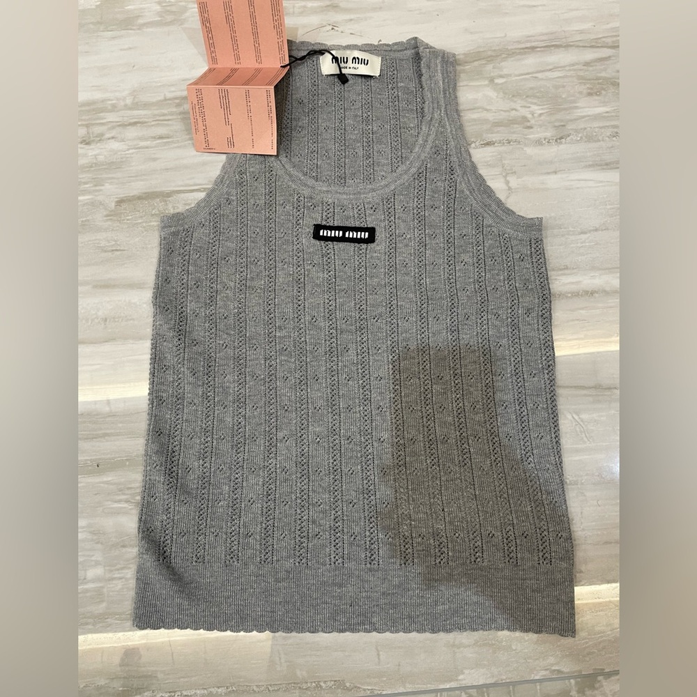 Miu Miu Light Gray Textured Camisole - Picture 7 of 7